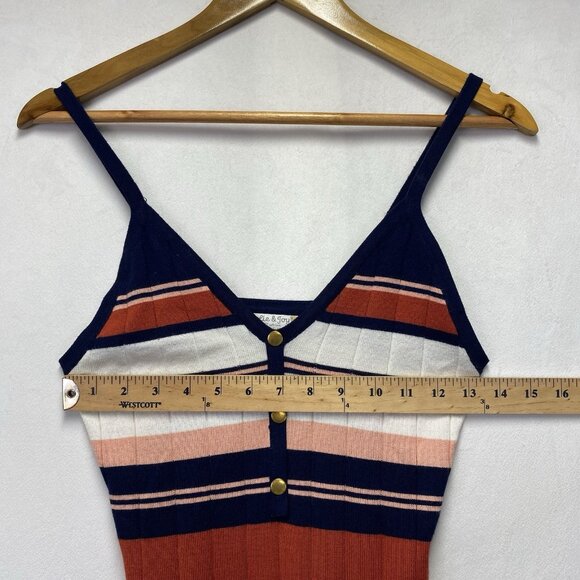 Jolie & Joy Striped Ribbed Knit Midi Body-Con Dress Women Medium Multicolor - Picture 8 of 15